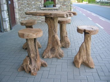 H4:Uniek tuinset in wortelhout teak.