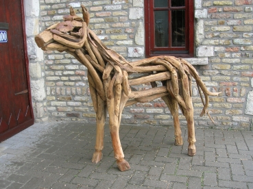 H7:Uniek paard in teak drifthout. Ook andere dieren te verkrijgen.